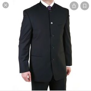 Men’s Black Mandarin Collar Suit